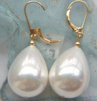 

P3721 MM WHITE DRIP SOUTH SEA SHELL PEARL EARRING Lovely Fine Nobility Lady's Women's Earrings