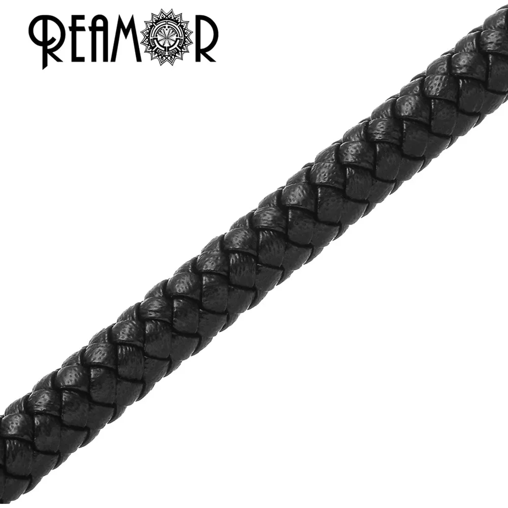 

REAMOR 6mm Round Braided Genuine Leather Cords String Rope Bracelet Findings Jewelry Making 1m/lot