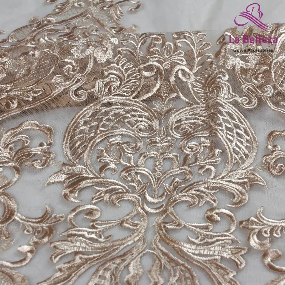 La Belleza 2019 new 75cm width beige lace,gray lace trim ,gown lace trim for bridal accessories 1 yard