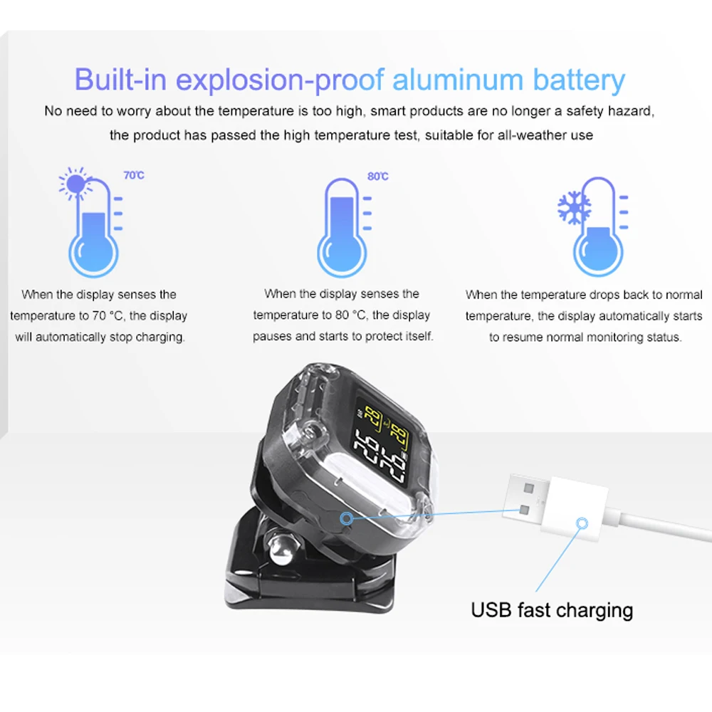 M3-C Wireless Motorcycle TPMS Real Tire Pressure Monitoring System Externe Universal 2 External Internal Sensors LCD Display