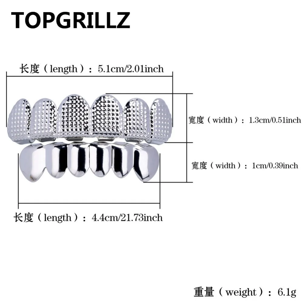 TOPGRILLZ New Fit Gold Silver Color Hip Hop Rock Teeth Grillz Top & Bottom Grill With Silicone Party jewelry