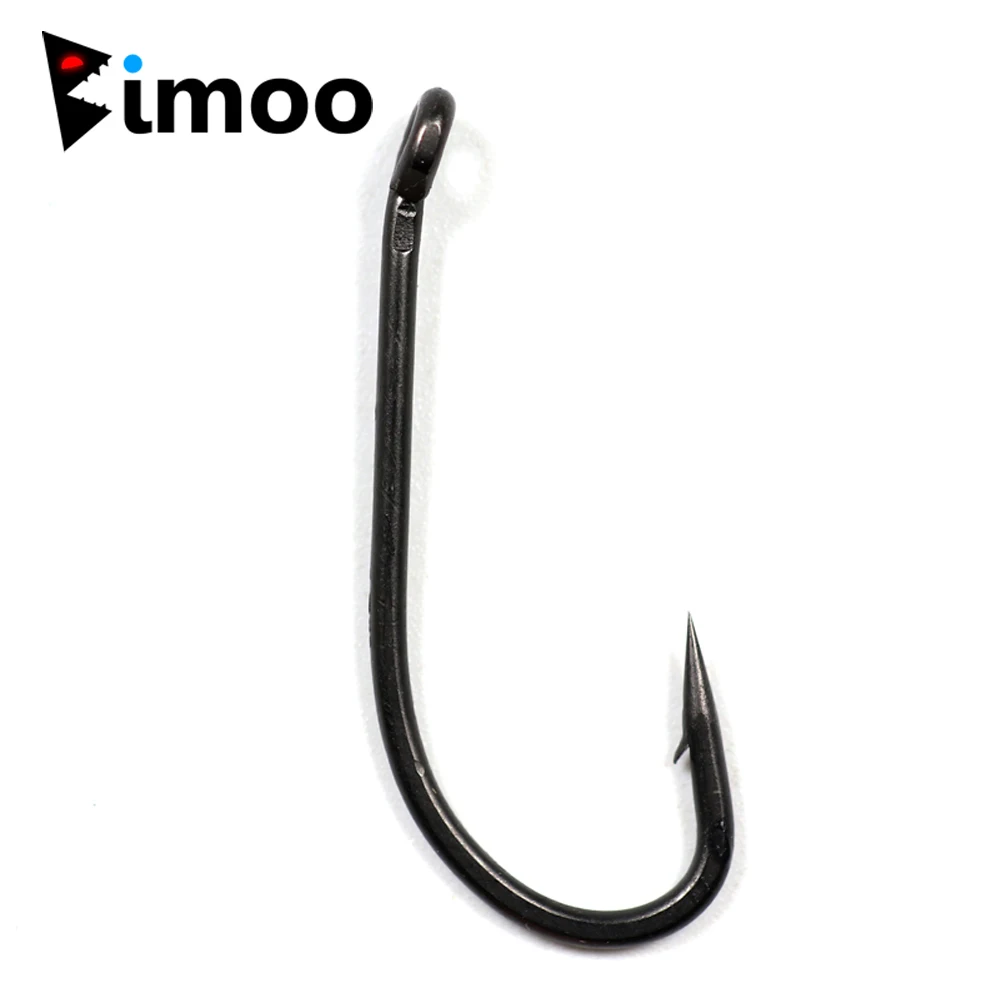 Bimoo 100pcs Size #2 #4 #6 #8 #10 Coating Carp Hook Long Shank In-Turn Eye High Carbon Steel Micro Barb Carp Fishing Hook