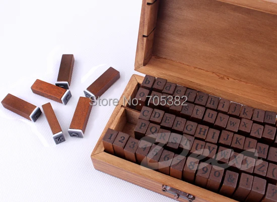 70pcs/set  NEW Schoolbook Number&Letter Stamps Set Wooden Box Decorative DIY Rubber Stamp(ss-1512)