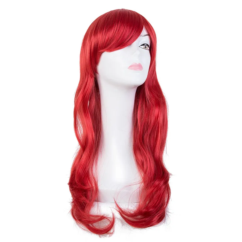 Carnival Wig Fei-Show Synthetic Heat Resistant Long Wavy Red Hair Costume Cartoon Cosplay Halloween Party Salon Hairpieces