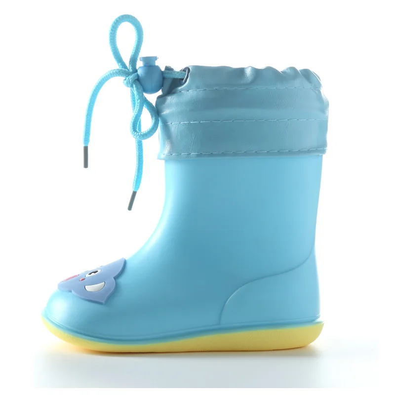 Autumn Winter Children Rain Boots Warm Plush Waterproof Kids Rain Shoes Boys Girls Baby Rubber Boots Soft PVC Snow Boots CSH789