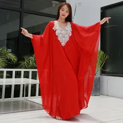 2019 Women Dance Wear Belly Dance Clothes Kaftan Dress with Sequins Chiffon Traditional Khaleeji Thobe Dresses