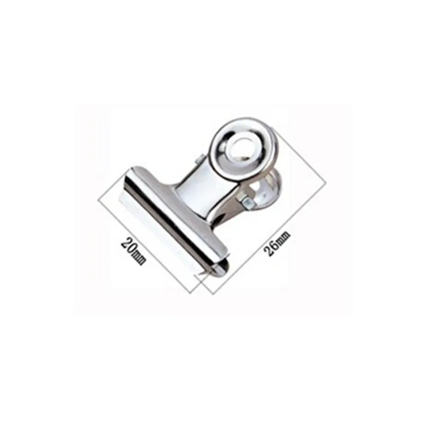 Clip redondo de metal para papel, Clips de agarre de Bulldog plateado, suministros de oficina y papelería, 20mm, envío gratis, 72 unidades por lote