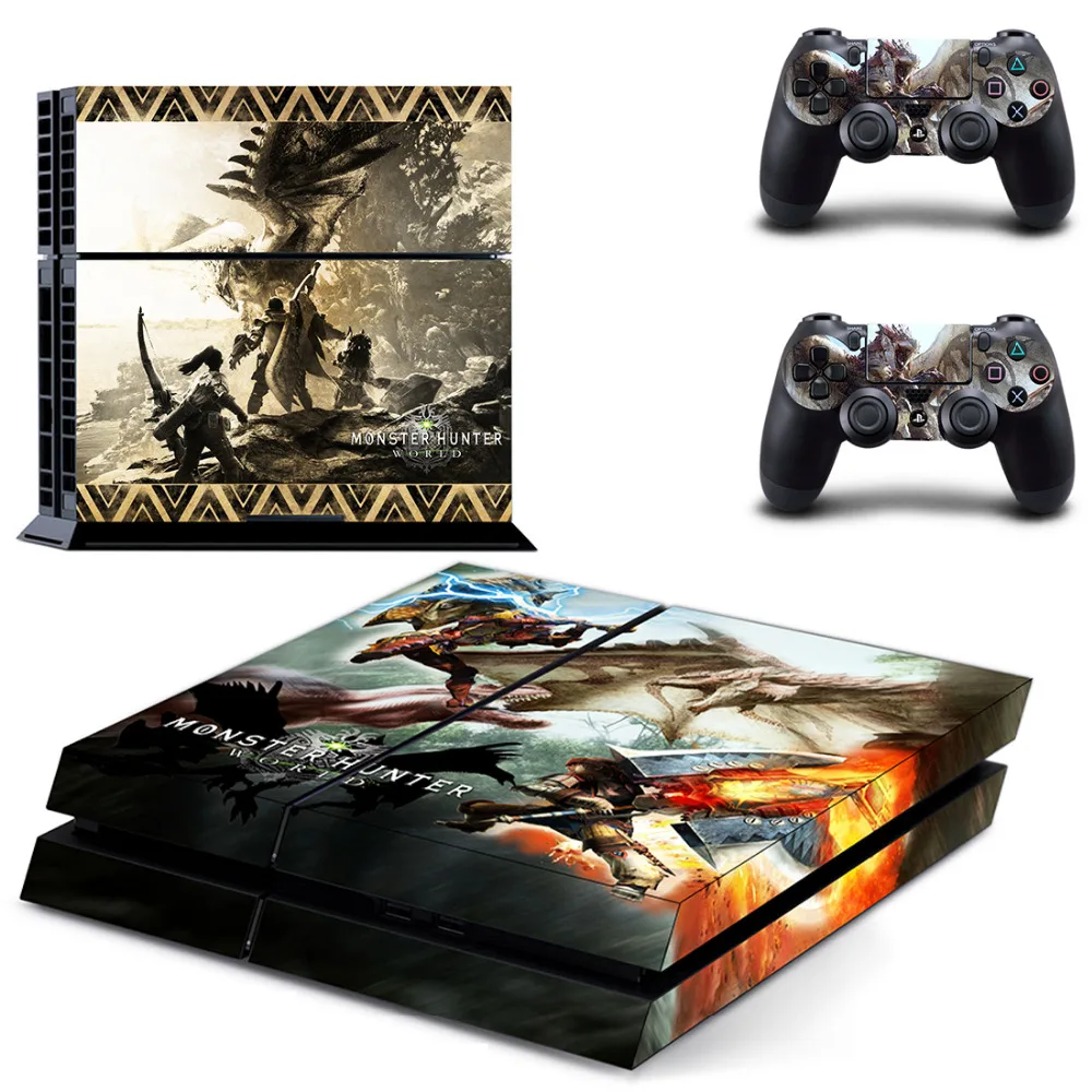 For Monster Hunter World PS4 Skin Sticker Decal For PlayStation 4 Console and 2 Controllers PS4 Skins Sticker Decal