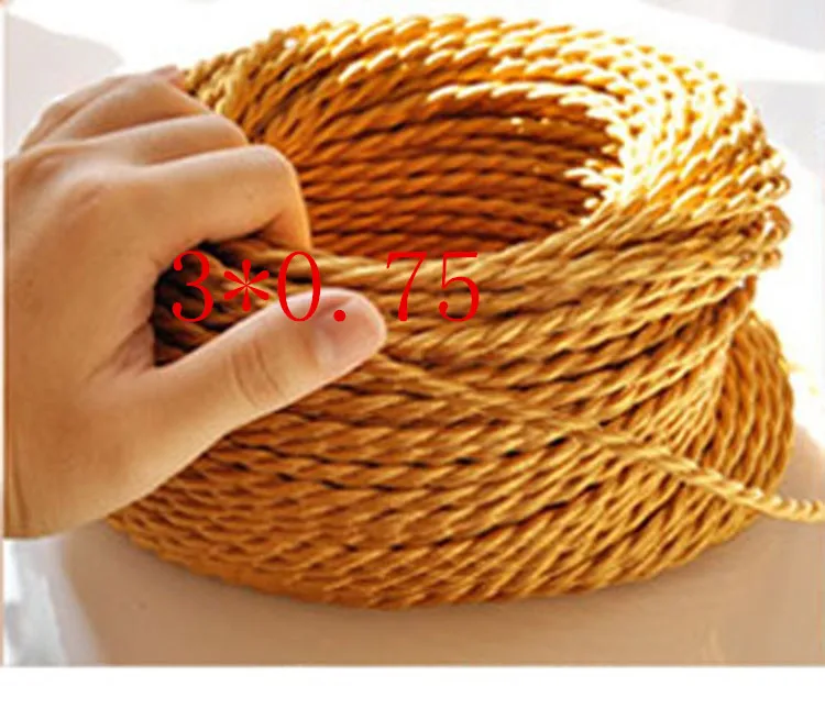 5m / a lot 3 cores colors fabric wire 3*0.75mm cable retro textile woven mesh cable wire and the vintage cable