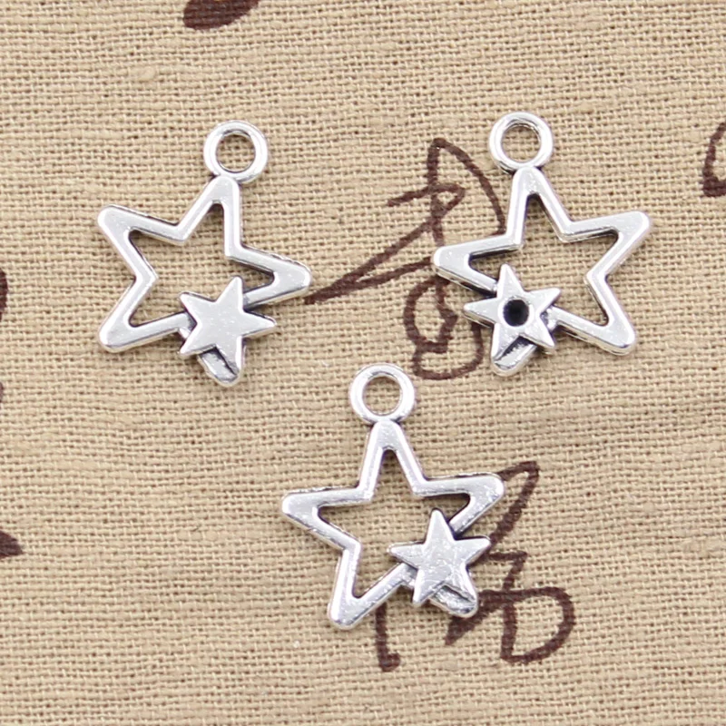 20pcs Charms Star 22x19mm Antique Silver Color Plated Pendants Making DIY Handmade Tibetan Silver Color Jewelry