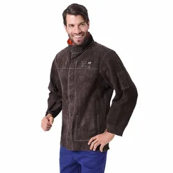 Welding Jacket Split Cowhide Leather Flame/Heat/Abrasion Resistant EN11611 CE certification for Welding Cloths