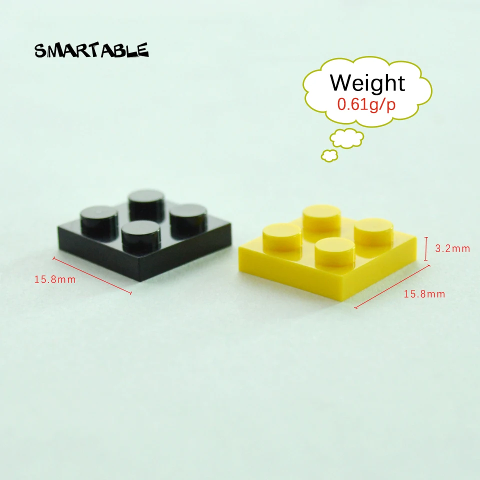 Smartable แผ่น2X2ชิ้นส่วนอาคาร DIY โลโก้การศึกษาสร้างสรรค์ของเล่นเข้ากันได้กับแบรนด์ที่สำคัญ3022 MOC ของเล่น163ชิ้น/ล็อต