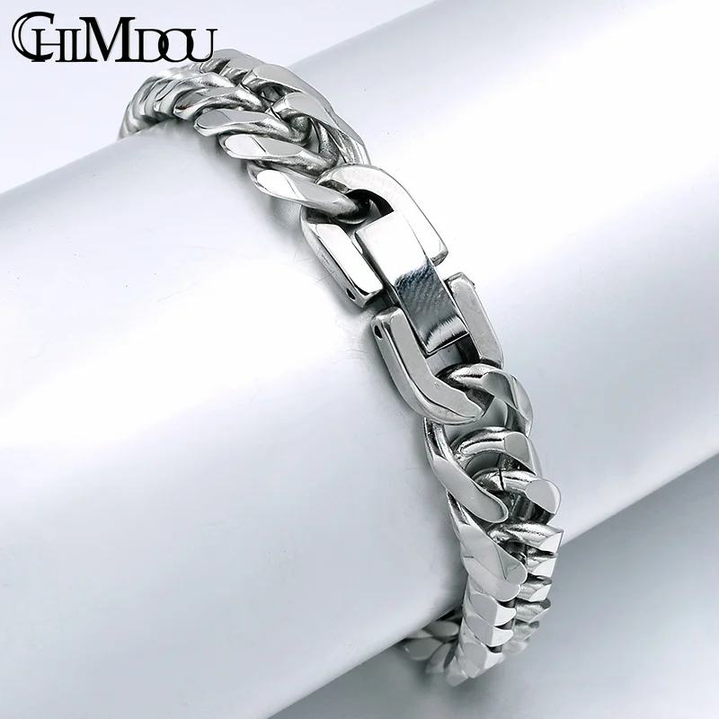 CHIMDOU 21cm 7mm,Women Stainless Steel Chain bracelet for men jewelry fashion 2023 Christmas Gift