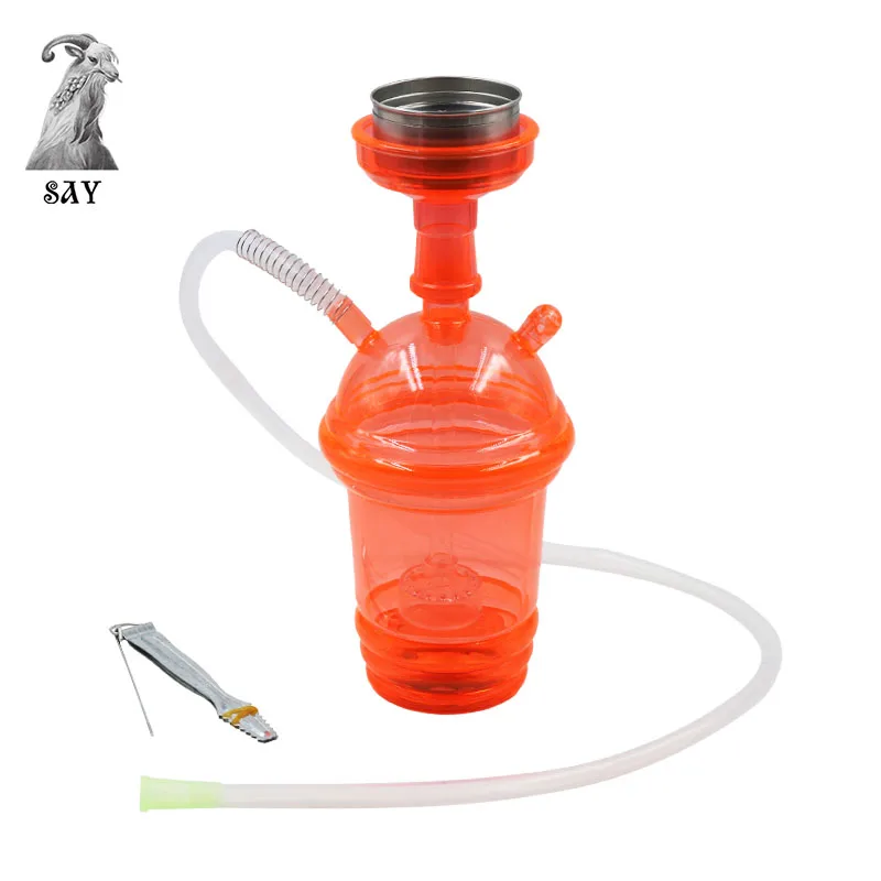 SY 1set Acrylic LED Light Hookah Cup Set Shisha Pipe with Sheesha Hose Stainless Steel Bowl Charcoal Holder Chicha Narguile