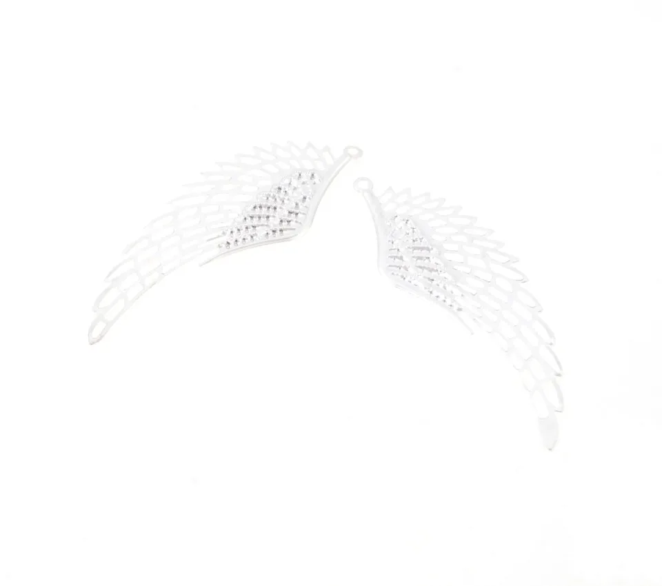 10Pcs Gold/White K/Silver Filigree Wing Wraps Connectors Metal Crafts Decoration DIY Findings Connectors 24*70mm