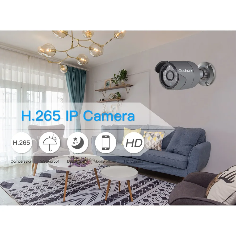 Gadinan H.265+ Security IP Camera POE 4MP Audio Recording Outdoor Metal Waterproof CCTV Camera P2P Video  Home Surveillance