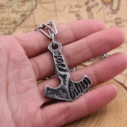 dropshipping 1pcs thor's hammer mjolnir pendant necklace viking scandinavian norse viking necklace with stainless steel chain