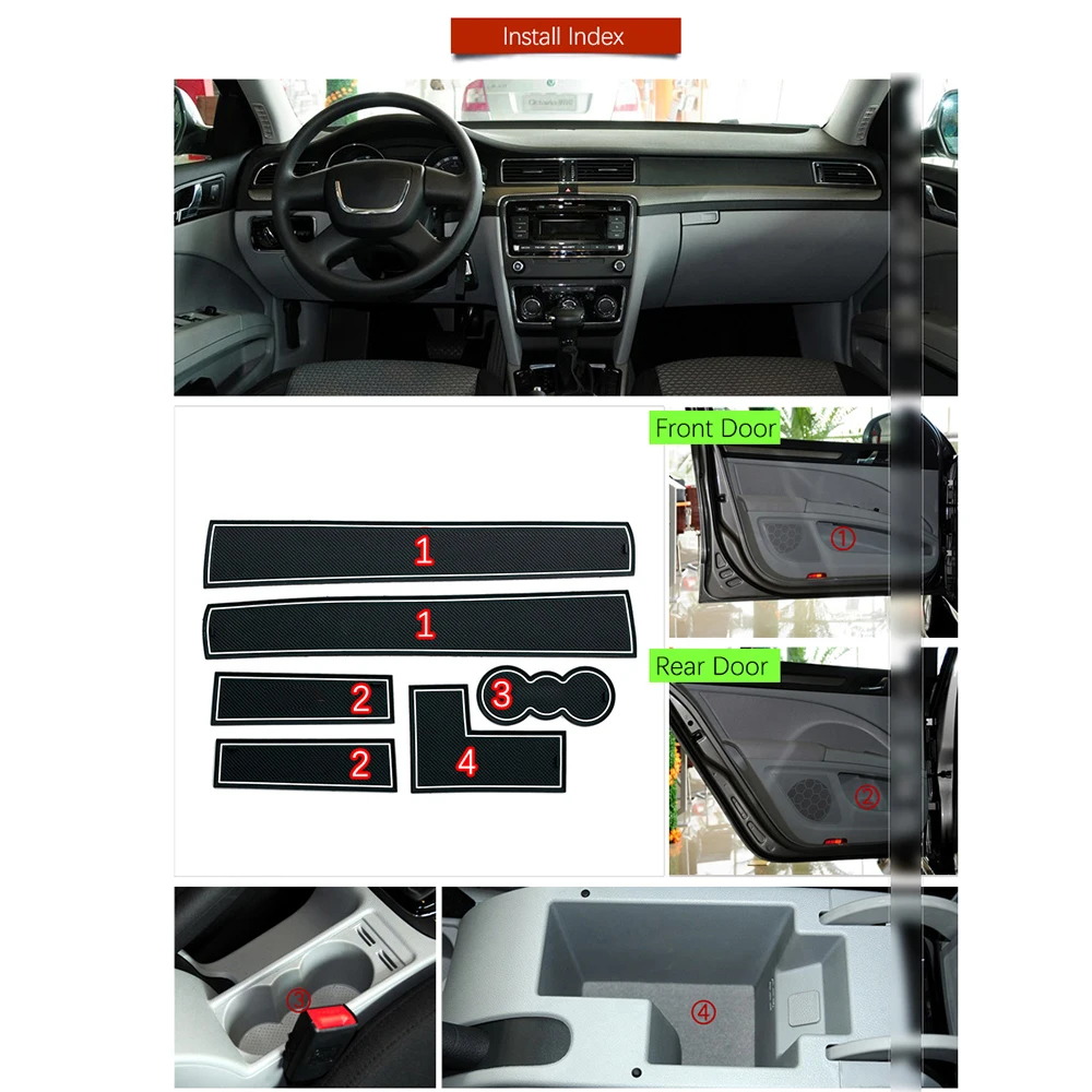 for Skoda Superb 2 B6 2009-2015 Anti-Slip Rubber Mat Cup Cushion Door Groove Accessories MK2 Comib Stickers 2010 2011 2012 2013