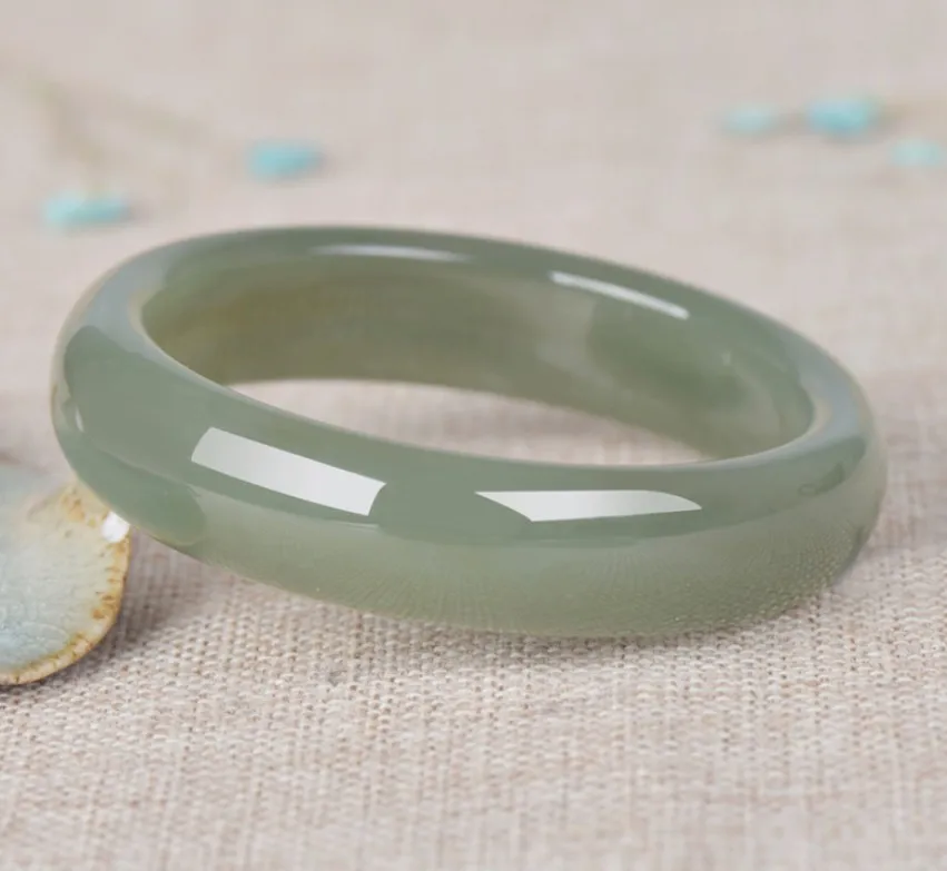 

Natural colour lustre Lady xinjiang heTian qingyu jade genuine jade bracelet bangle gift