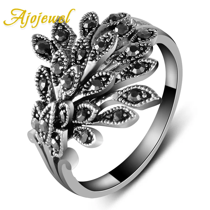 Ajojewel Vintage Phoenix Rings For Women Red/Green/Black CZ Animal Jewelry Bijoux Cute Gift