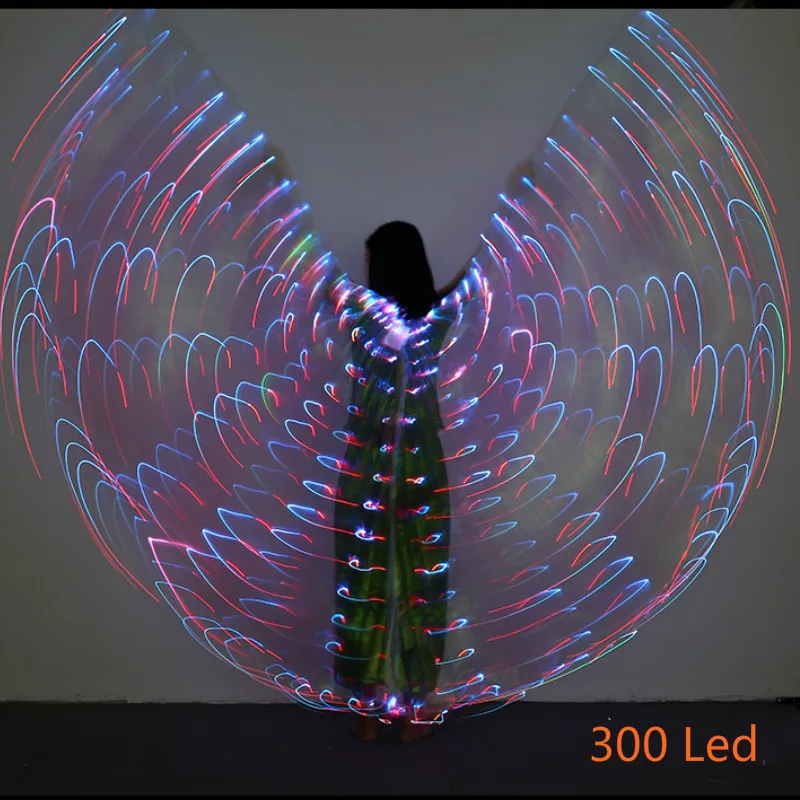 Ruoru Star Multicolor Led Isis Wings with Holding Sticks Belly Dance Stage Performance Club Light Up Costume Props 360 Open