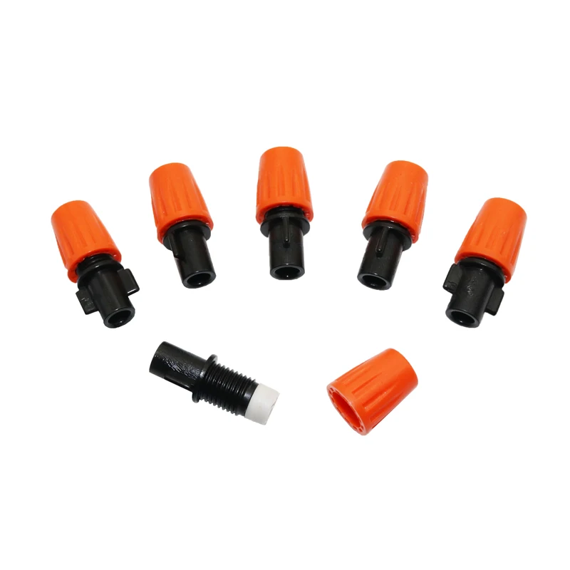 6pcs Atomizing Spray Nozzle, Spray Cooling Humidifier Nozzle Orange Sprayer Garden Irrigation System Gardening Accessories