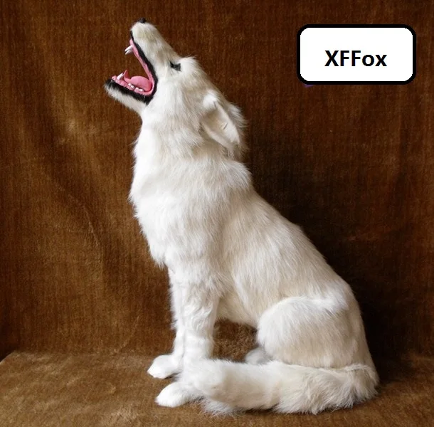 big simulation wolf model polyethylene&furs sitting white wolf gift about 35x18x45cm xf0758