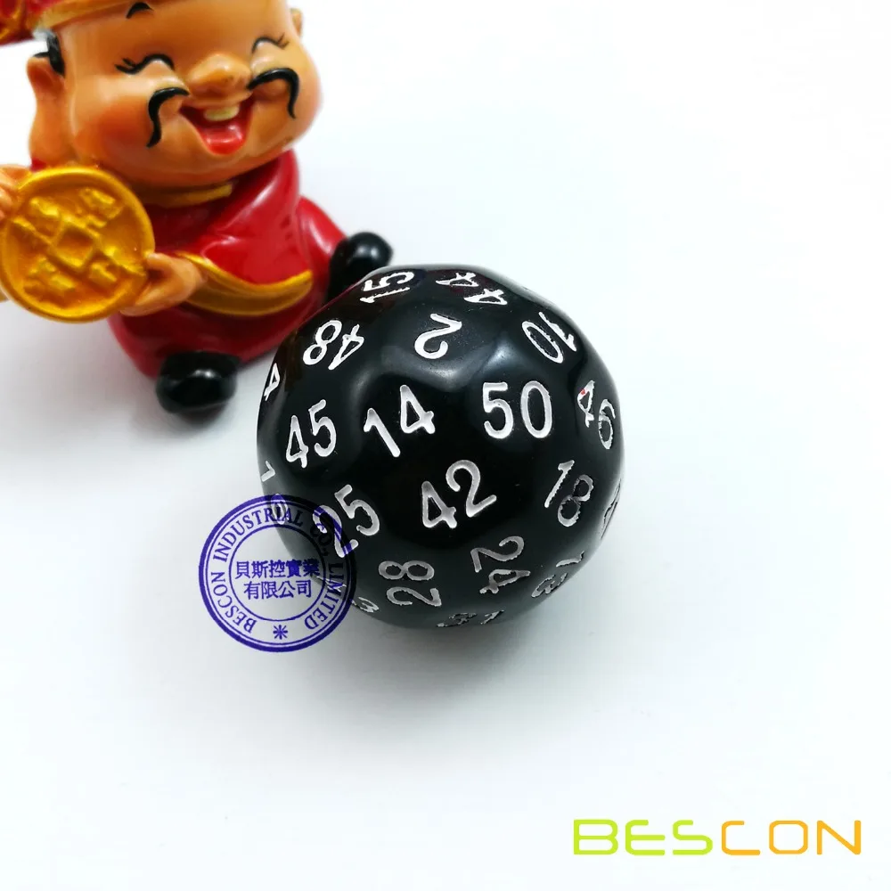 

Bescon Polyhedral Dice 50-sided Gaming Dice, D50 die, D50 dice, 50 Sides Dice, 50 Sided Cube of Black Color