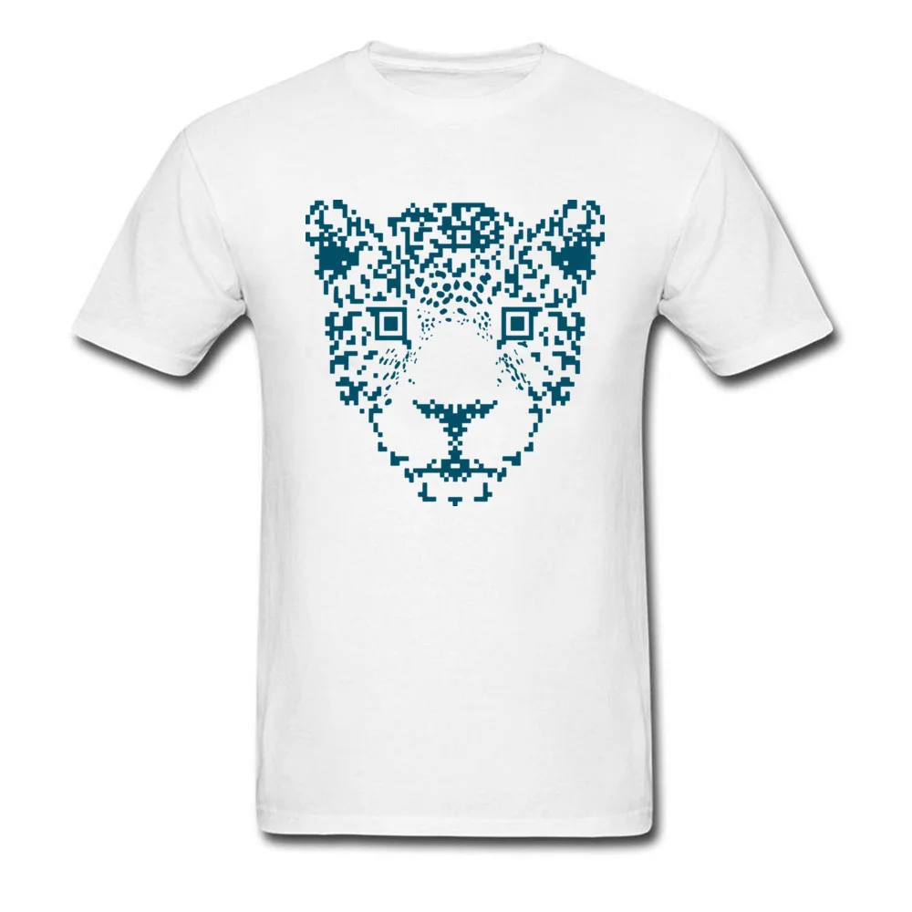 QR Code American Leopard Creative Design Men White T-shirt Geek Chic 2024 Fashion Male Tops Clothing Custom Gifts