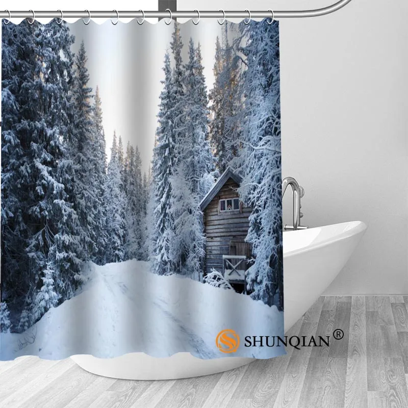 

ShunQian Custom Snow Fabric Hot Sale Modern Shower Curtain Bathroom 3D Waterproof 12 Hooks For The Bathroom High Quality