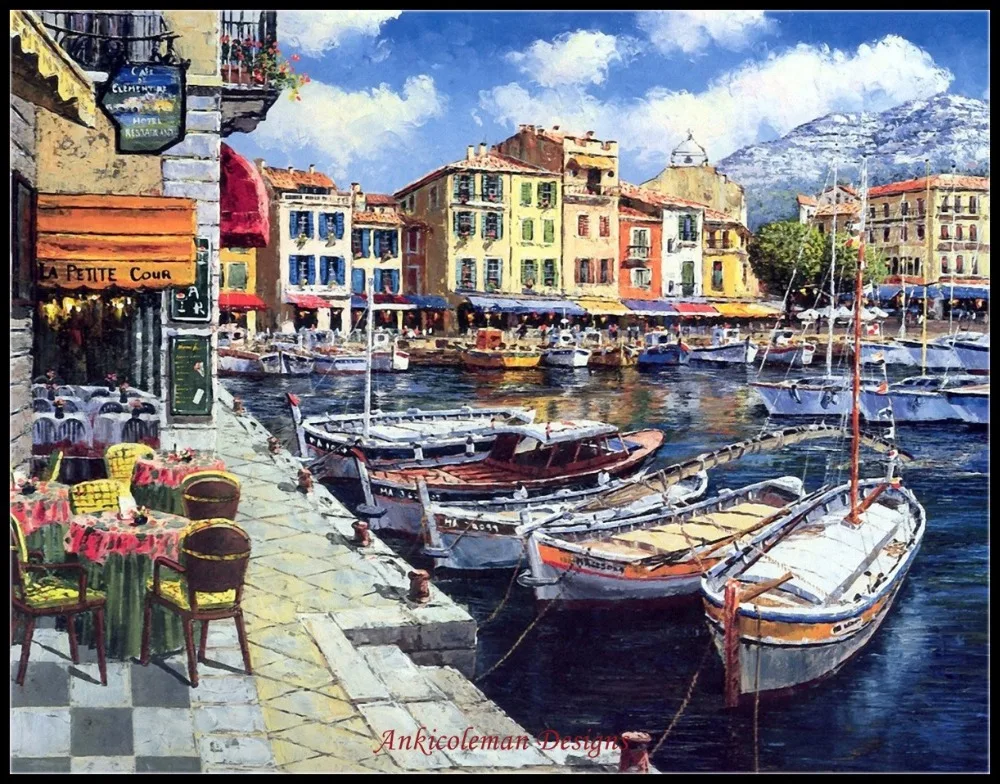 

Needlework for embroidery DIY French DMC High Quality - Counted Cross Stitch Kits 14 ct Oil painting - Harbor at Honfleur