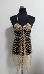 New Arrival B746 Women Gold Colour Chains Sexy Layers Bra Dressing Body Chains Unique Dressing Body Chains Jewelry 3 Colors