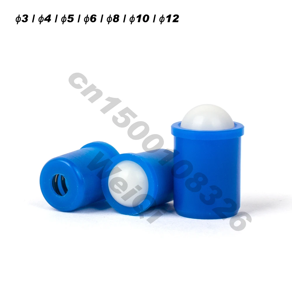 Press fit plungers,Ball plungers ,blue plastic body,pom or stainless steel ball,body dia 4mm 5mm 6mm 8mm 10mm  12mm