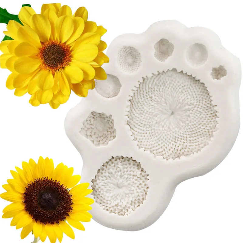 Daisy Sunflower Stamen Silicone Mold Fondant DIY Cake Decorating Tools Sugarcraft Chocolate Gumpaste Candy Polymer Clay Mould