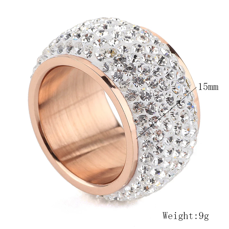 High Quality Wedding Ring Rose Gold-Color Stainless Steel With Austrian Crystals Rings For Women Wedding Jewelry image 5