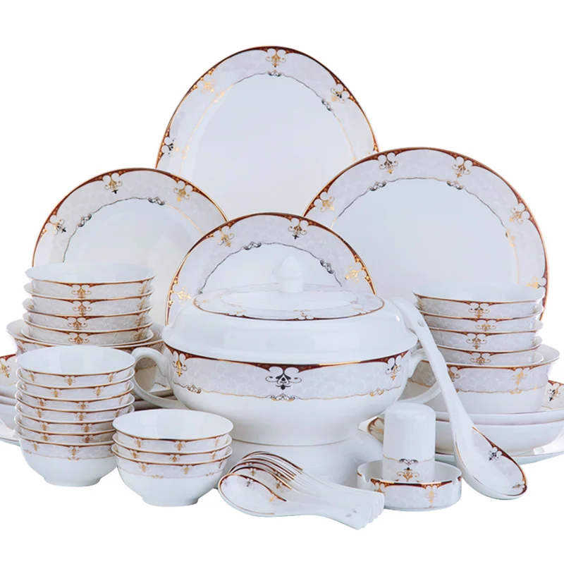 christmas Jingdezhen 60 bone china tableware sets, bowl plates, ceramic dishes, dish sets, Korean household gifts