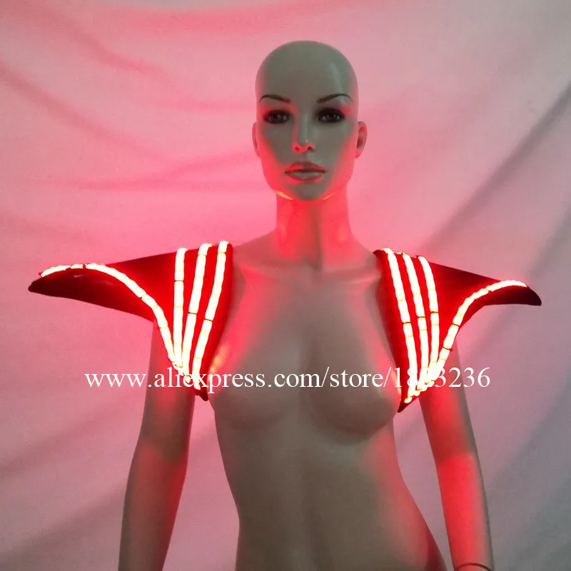 Newest Colorful Led Luminous Shoulder Illuminate Women Costume Nightclub Party Stage Ballroom Clothes