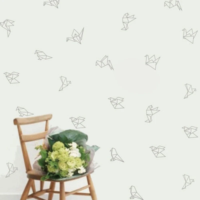 Geometric Origami Birds Wall Decals Nursery Art Decor , Geometric Flying Birds Vinyl Wall Stickers Living Room Modern Wall Decor