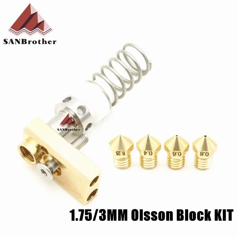 3D Printer Upgrade UM2+ + UM2 Extended+ Olsson Block Nozzle Hot end Kit for 1.75/3mm filament Heater block Whole Price