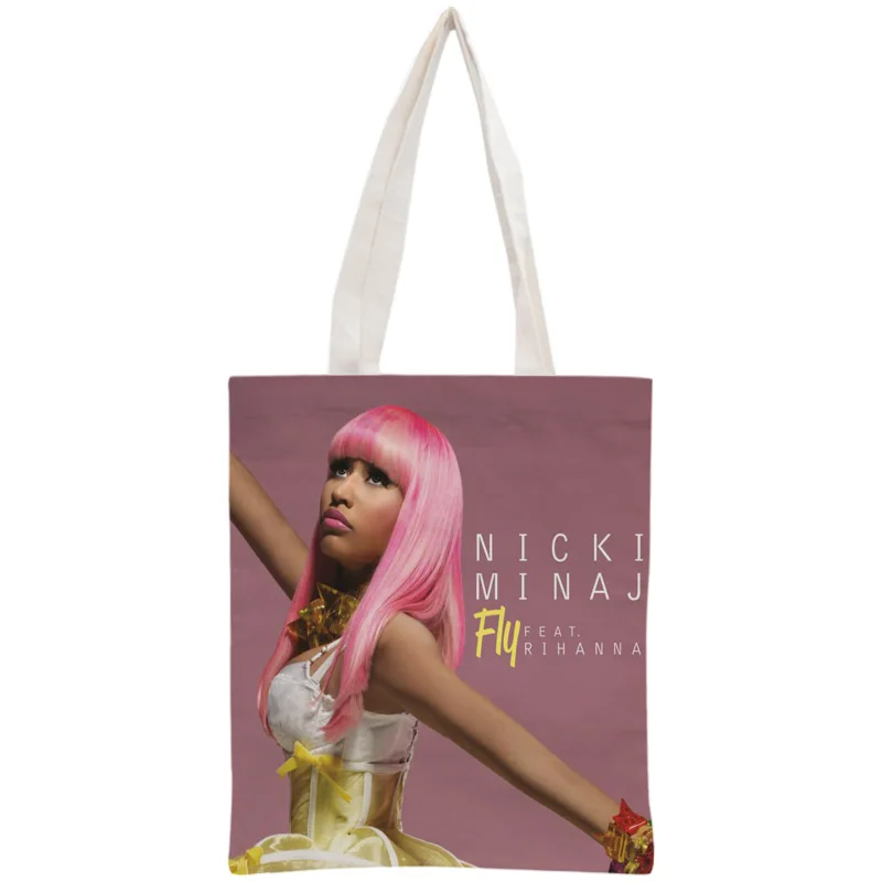 Custom Nicki Minaj Tote Bag Reusable Women Canvas Shoulder Bag Handbag Shoulder Pouch Foldable Canvas Shopping Bags