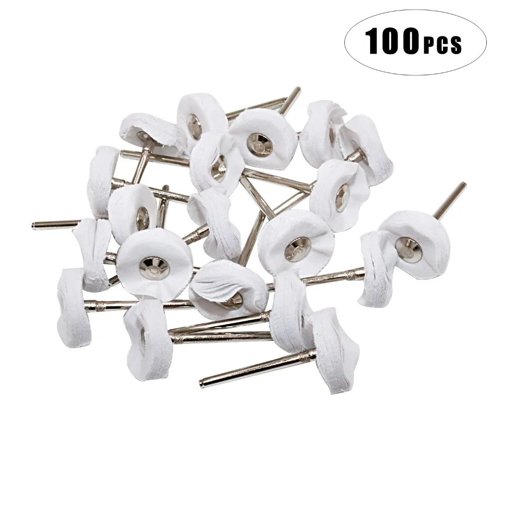 Polishing Wheel Fiber wheel Cotton wheel Wool wheel  Handle for Dremel Rotary Tools Fine Polish Jewelry Pack of 100Pcs