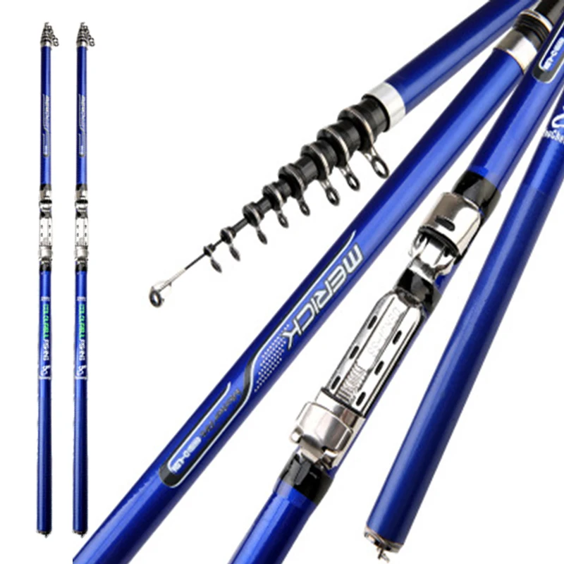 New design blue surf spinning rod carbon telescopic carp fishing rod M power hand pole feeder rock fishing rod