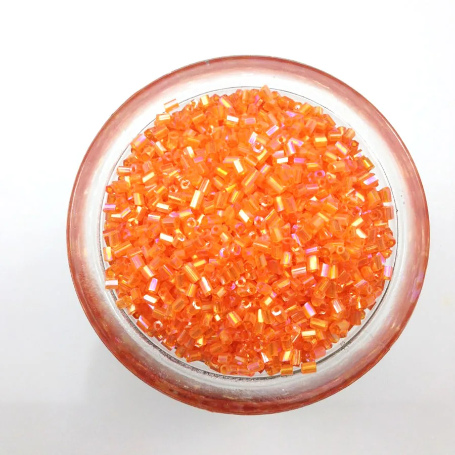 16g 1000X 2*3mm AB Orange Colorful Transparent Tube Loose Spacer Beads Cezch Glass Seed Beads Handmade Jewelry DIY Garment Bead