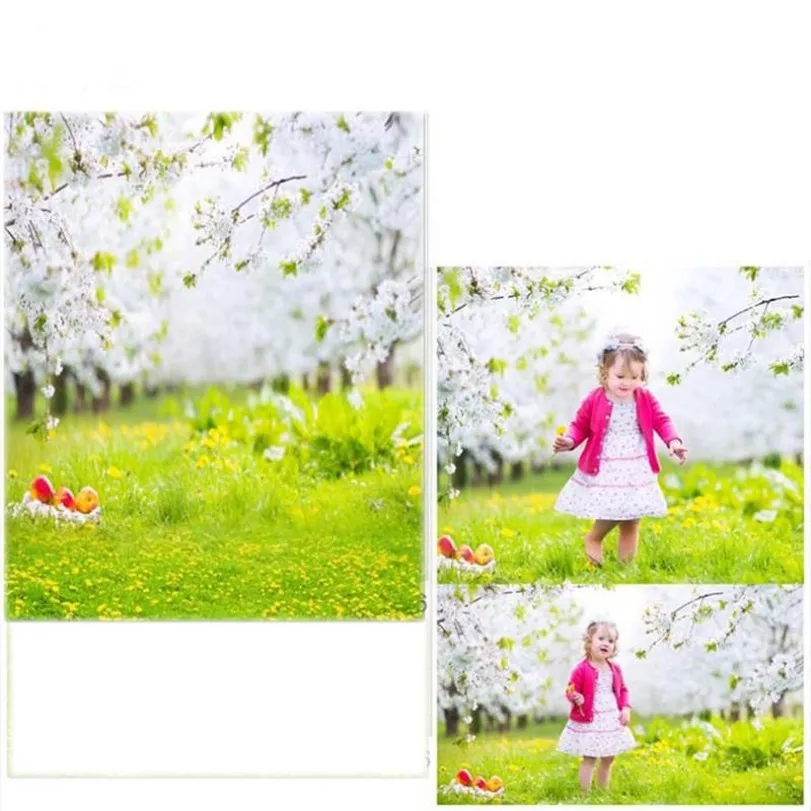 Willow Tree Green Grass Spring Easter Egg background polyester or Vinyl cloth High quality Computer print wall backdrop