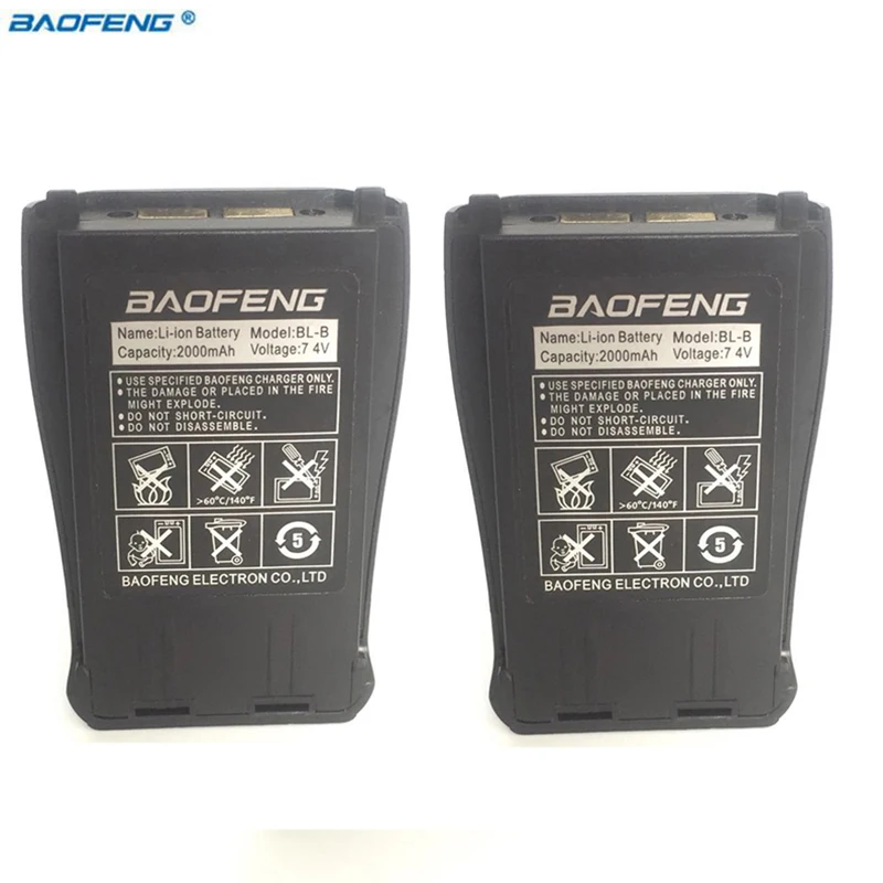 2PCS 7.4V 원래 Baofeng UV-B5 배터리 2000mAh 리튬 이온 워키 토키 양방향 라디오 UV B5 B6 baofeng uv-B6 액세서리