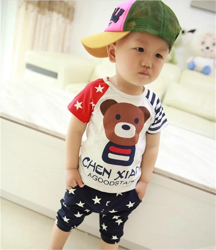 Hot 2015 new Fashion Korean 100% cotton Summer one-sets clothing set 7-24 Months for baby clothing girls/ baby boys sets