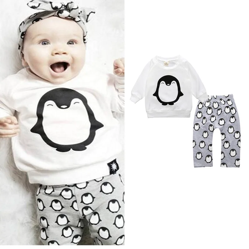 2018 Baby Clothing Set Autumn Baby Boy Clothes Fashion Cotton Long-sleeved Letter T-shirt+Pants Newborn Baby Girl Clothing Set