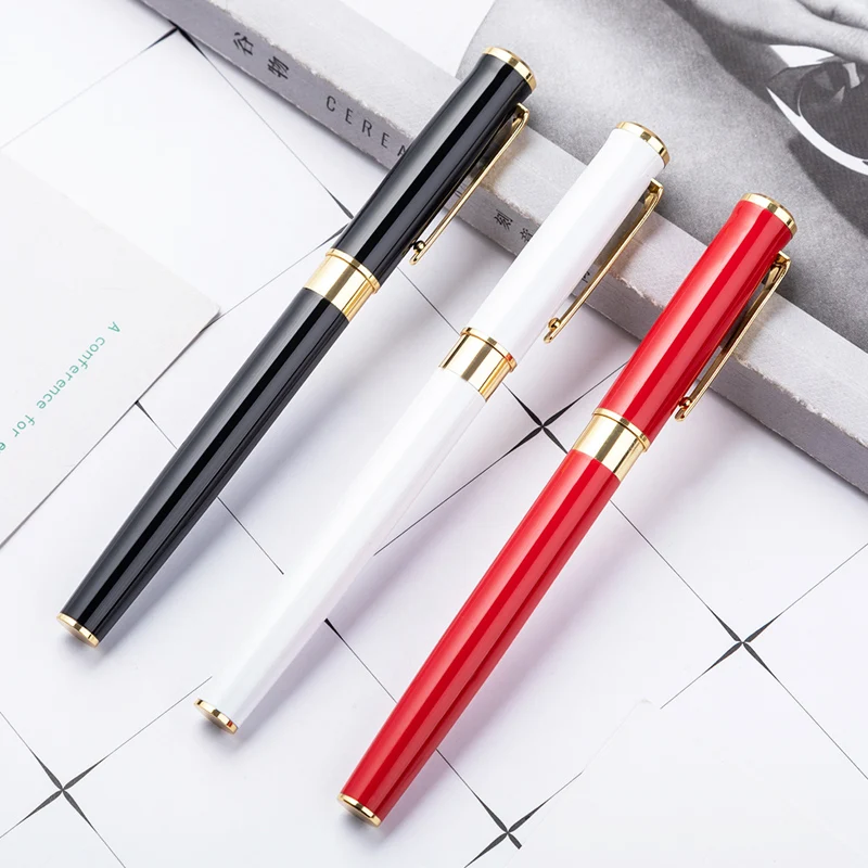 

16pcs High-end metal ballpoint pen 0.5 mm black white red gold clip office business writing ball pen gift stationery