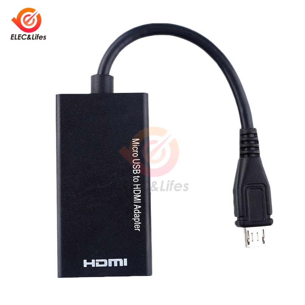 محول كابل محمول أسود MHL Micro USB إلى HDMI HD 1080p موصل ذكر لهواتف Samsung HTC Motorola Android