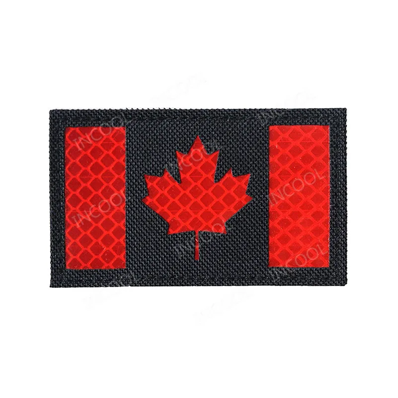 Reflective Canada Canadian IR Patch Rubber Biker Fastener Patches For Clothing Backpack Cap Clothes